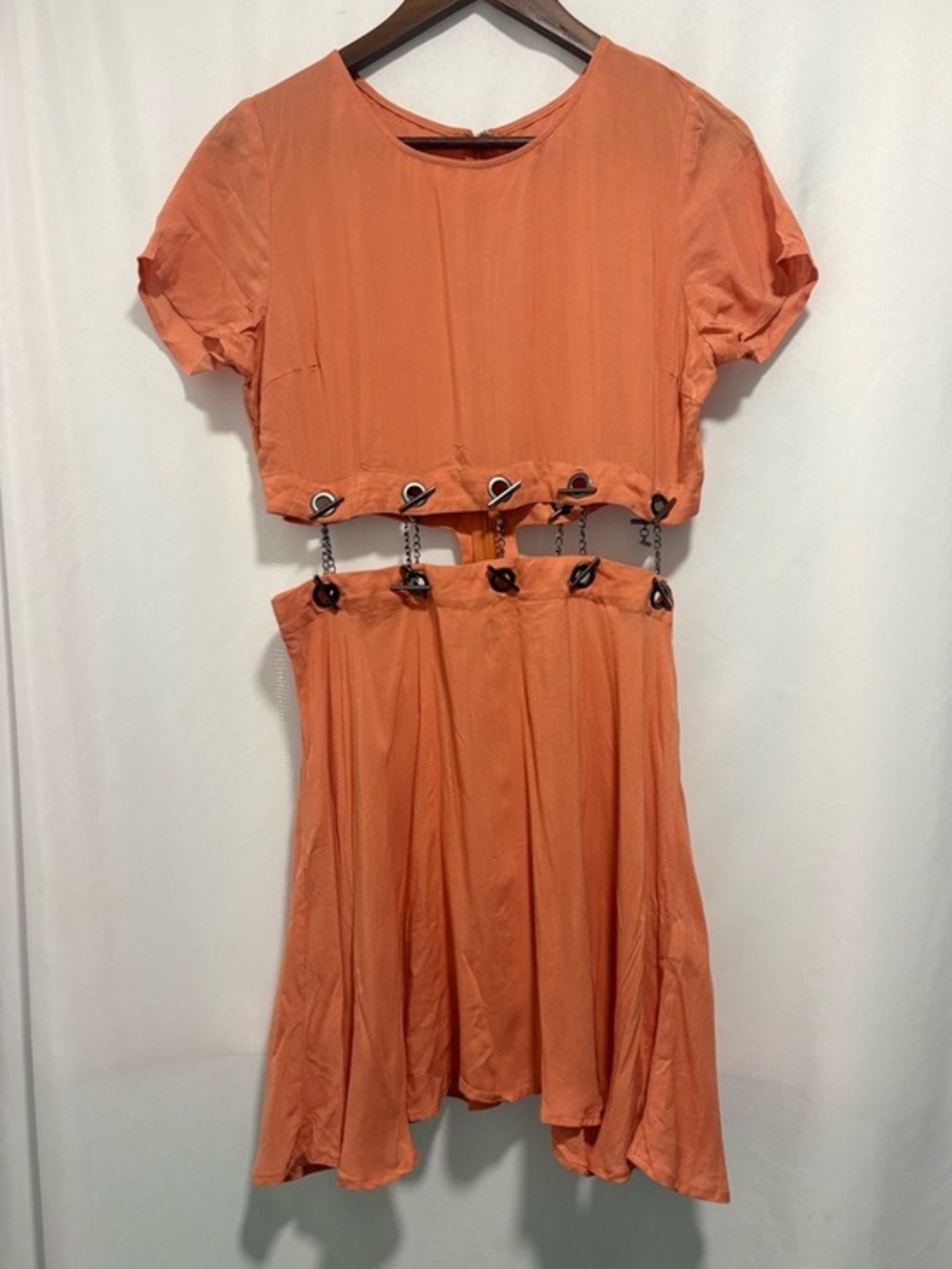Nameless Peach Cutout Chain Detail Mini Dress Size L‎